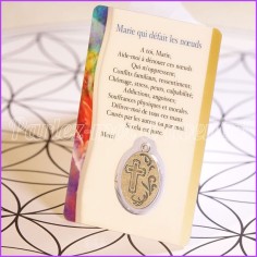 Marie qui défait les nœuds, Médaille et prière sur carte plastifiée 2