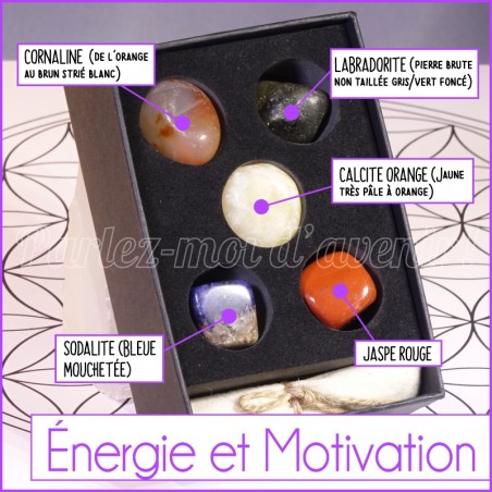 Kit de pierres semi-précieuses pour l'Energie et Motivation