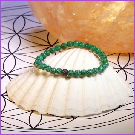 Bracelet de protection en Malachite et sa perle d'Onyx Matte