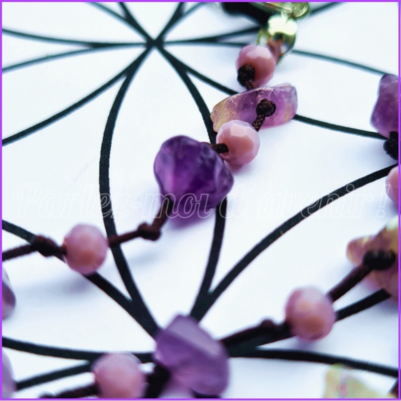 Chaîne de lunettes en pierres naturelles d'Améthyste