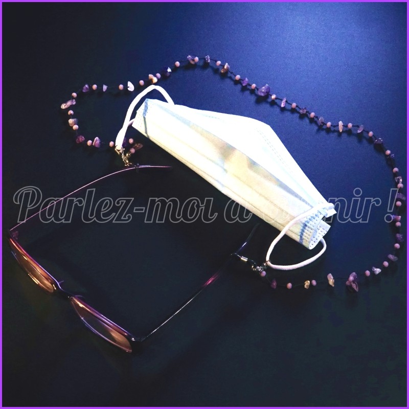 Chaîne de lunettes en pierres naturelles d'Améthyste