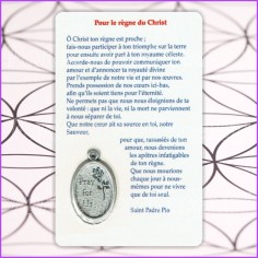 Carte de protection plastifiée avec prière et médaille de PADRE PIO 2