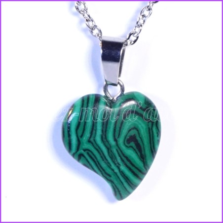 Pendentif "Petit cœur de Malachite" et sa chaînette