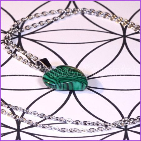 Pendentif "Petit cœur de Malachite" et sa chaînette