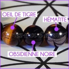 Bracelet puissant de protection en hématite, oeil de tigre et obsidienne noire 2