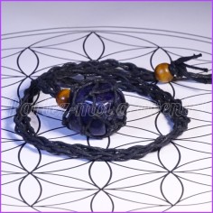Pendentif de protection pierre de SODALITE et cordon en ficelle de chanvre interchangeable 2