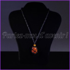 Pendentif de protection pierre de JASPE ROUGE et cordon en ficelle de chanvre interchangeable 2