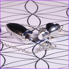 Pendule égyptien de Karnak argenté avec chambre à témoin + pochette 2