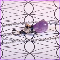 Pendentif Ange et goutte d'Améthyste monté avec une chaînette tour de cou 2