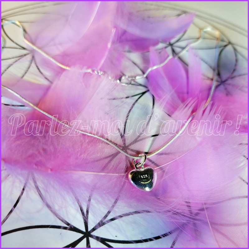 En argent sterling 925 - Chaînette Tour de cou et son petit coeur