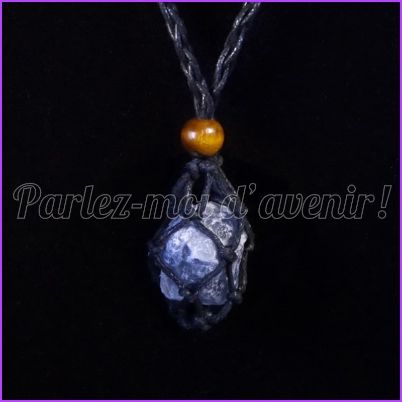 Pendentif de protection pierre de CÉLESTITE BLEUE et cordon en ficelle de chanvre interchangeable