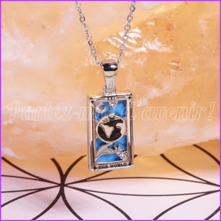 Le Monde" Tarot silver charm pendant + free chain