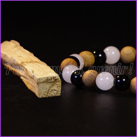 Bracelet Énergétique de Bien-Être et de Protection Palo Santo, Sélénite, Tourmaline + 1 Bâtonnet de Palo Santo offert