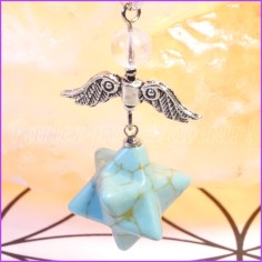 Pendentif Pendule Merkaba Angélique en Howlite Bleue