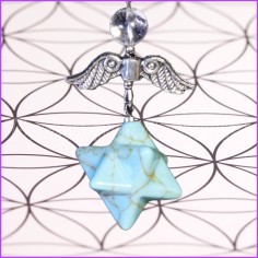 Pendentif Pendule Merkaba Angélique en Howlite Bleue 2