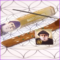 Bâtonnets encens SAINT CHARBEL parfum de Benjoin + carte prière à Saint Charbel + porte encens en bois
