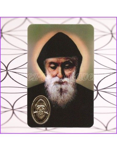 Bâtonnets encens SAINT CHARBEL parfum de Benjoin + carte prière à Saint Charbel + porte encens en bois
