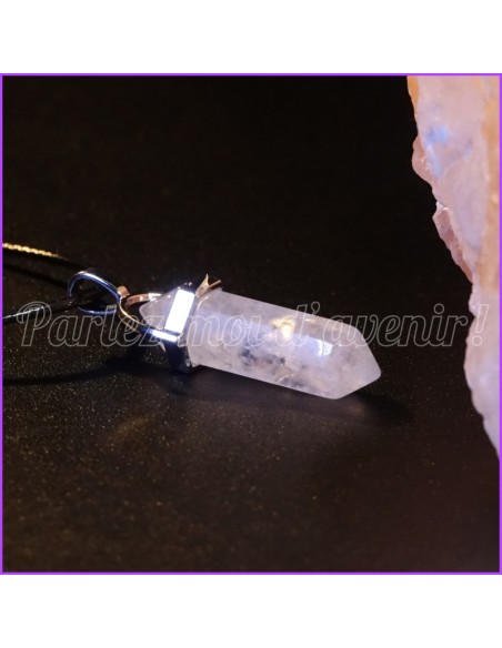 Pendentif/Pendule Hexagonal en pierre de Cristal de Roche