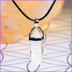 Pendentif/Pendule Hexagonal en pierre de Cristal de Roche