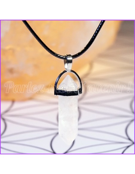 Pendentif/Pendule Hexagonal en pierre de Cristal de Roche