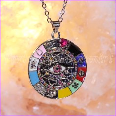 Pendentif de protection Argenté "Talisman Magique des 11 Symboles"