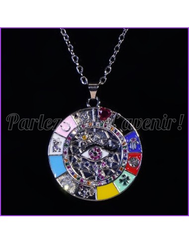 Pendentif de protection Argenté "Talisman Magique des 11 Symboles"