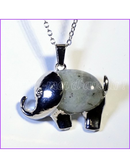 Pendentif de protection "Éléphant Sacré en Labradorite"
