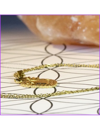 Pendentif de protection divine "Sacré Cœur de Jésus" de couleur DORÉE (avec chaînette)