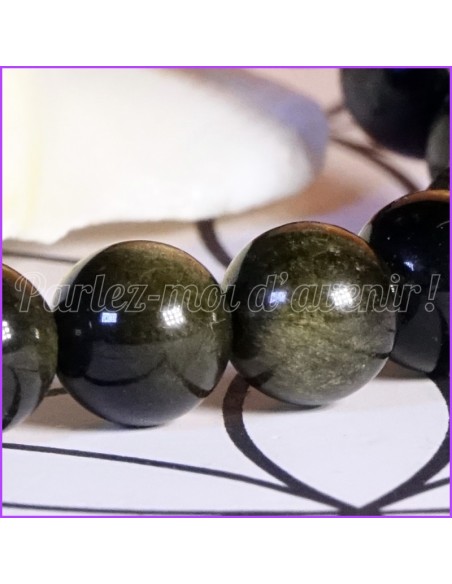 Bracelet de Protection en Perles d’Obsidienne Dorée - Chemin de Vérité