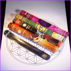 Bâtonnets d'encens Pack "Purification & Protection Sacrée" et son porte-encens élégant en métal