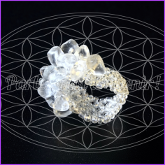 Bague de protection extensible aux pépites de CRISTAL DE ROCHE (Quartz Blanc) 2