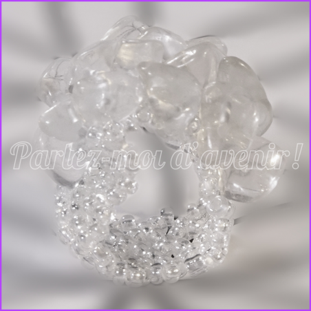 Bague de protection extensible aux pépites de CRISTAL DE ROCHE (Quartz Blanc)