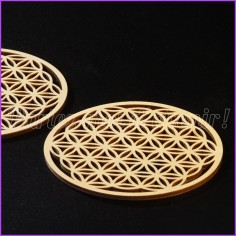 Sous-verre Fleur de Vie en Bois de bouleau 9 cm (2 pièces) 2