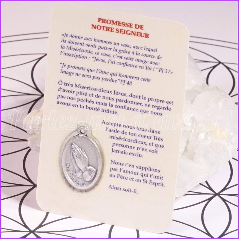Carte plastifiée de prière avec médaille de Jésus Notre Sauveur