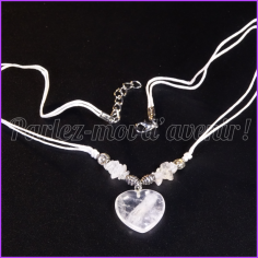 Collier cœur de protection CRISTAL DE ROCHE (QUARTZ BLANC) 2