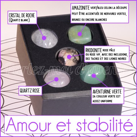 Kit de pierres semi-précieuses pour l'amour et la stabilité