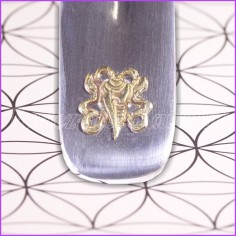 Porte-encens métallique argenté avec motif doré conque 2