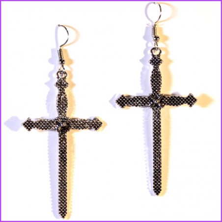 Boucles d'oreilles Croix en acier