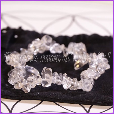 Bracelet de protection aux pépites de CRISTAL DE ROCHE (QUARTZ BLANC)