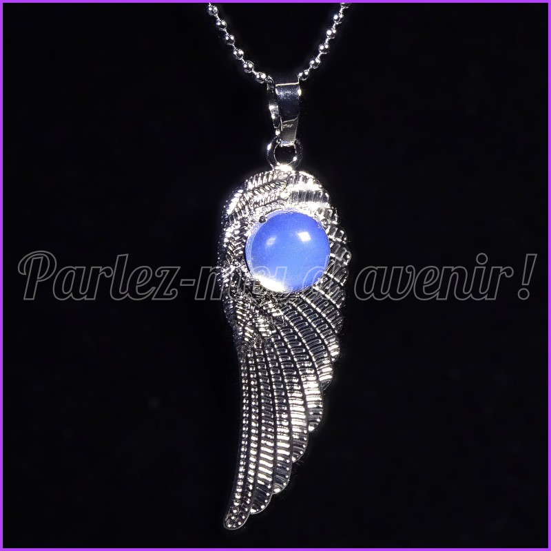 Pendentif Aile d'Ange serti d'une opalite