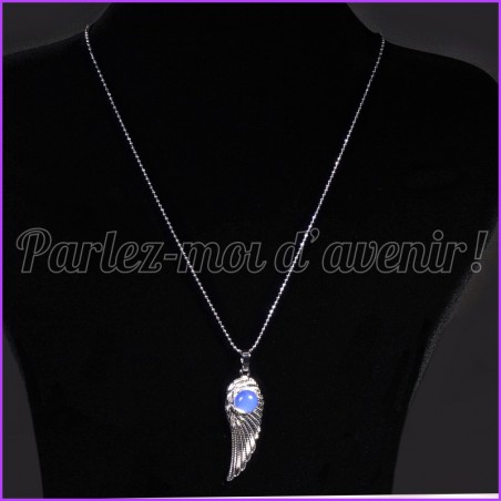 Pendentif Aile d'Ange serti d'une opalite