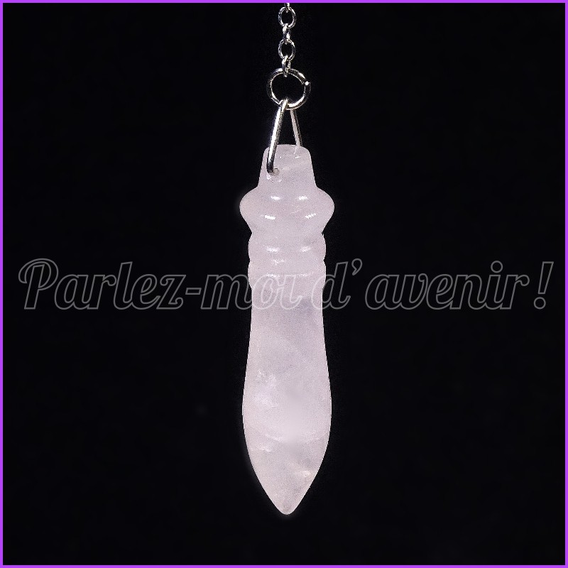 Pendule égyptien en pierre naturelle de quartz rose clair et petite pochette