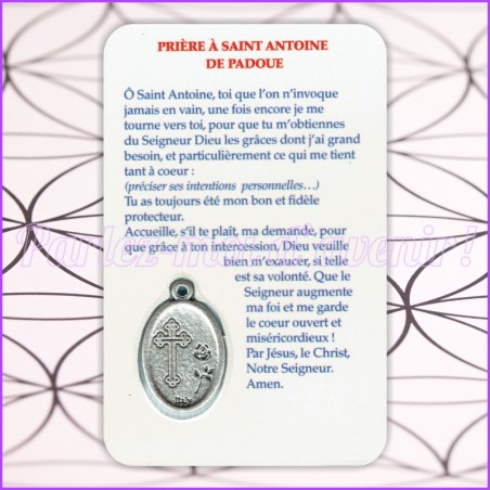 KIT Porte-clés Prière à Saint Antoine de Padoue et Carte de protection avec prière et médaille de Saint Antoine