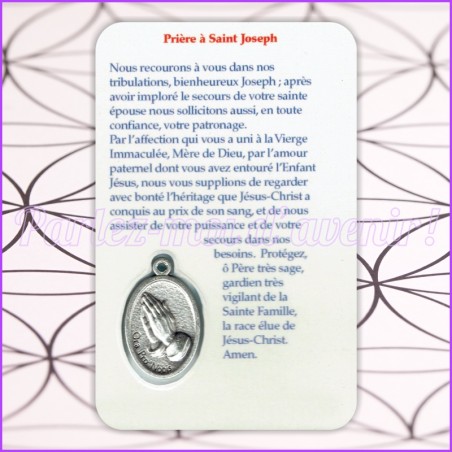 KIT Porte-clés Prière à Saint Joseph et Carte de protection avec prière et médaille de Saint Joseph