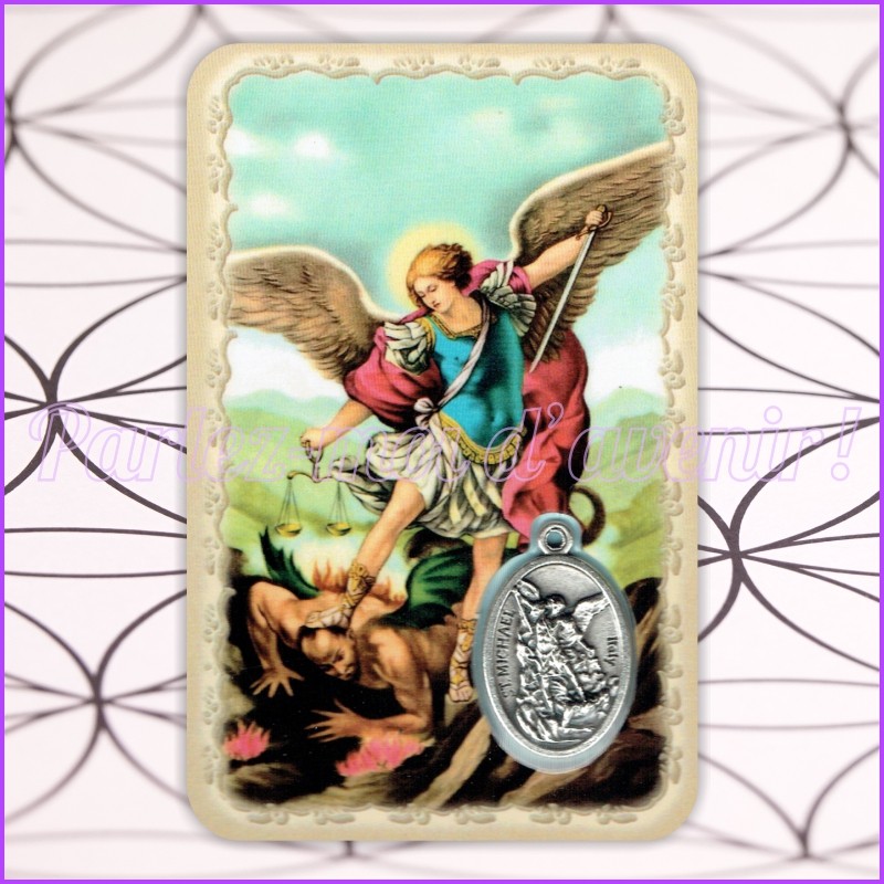 KIT Porte-clés Prière à Saint Michel Archange et Carte de protection avec prière et médaille de Saint Michel Archange