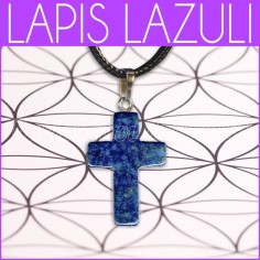 Tour de cou pendentif de protection CROIX EN PIERRE DE LAPIS LAZULI